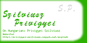szilviusz privigyei business card